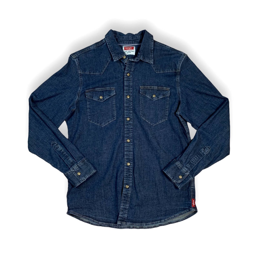Vintage Y2k Wrangler Mens Snap Button Denim Butto… - image 1
